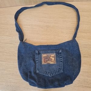 Handmade Jean Bag with Bronze Patch
